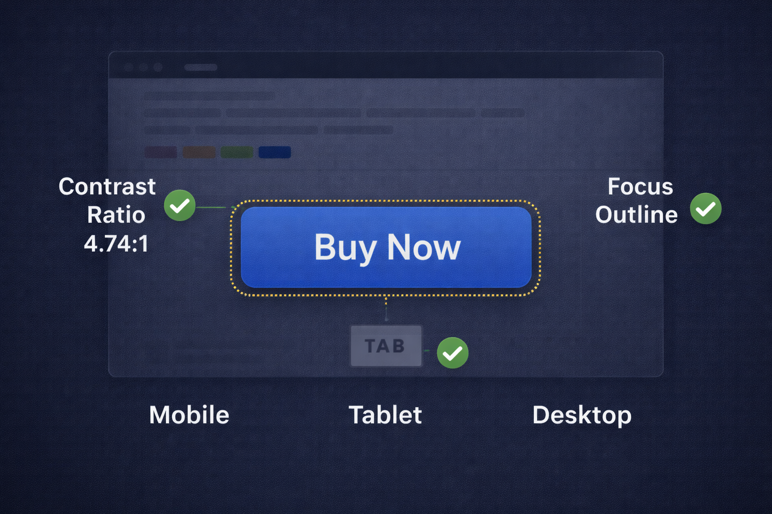 Accessible button design contrast and focus visibility