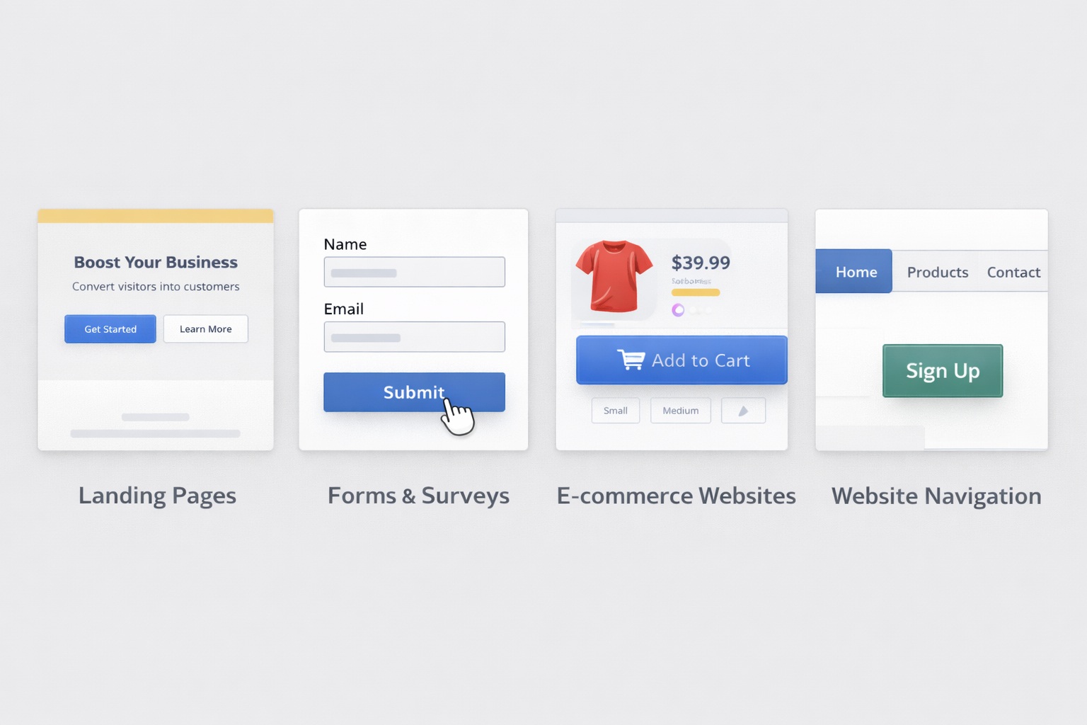 Buttons used on websites
