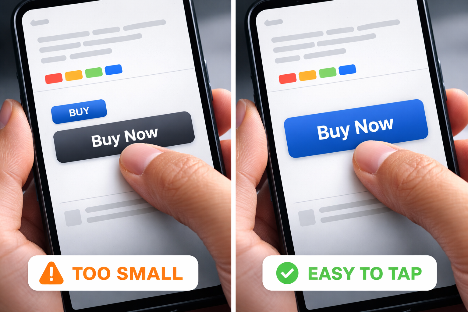 Mobile tap target size comparison