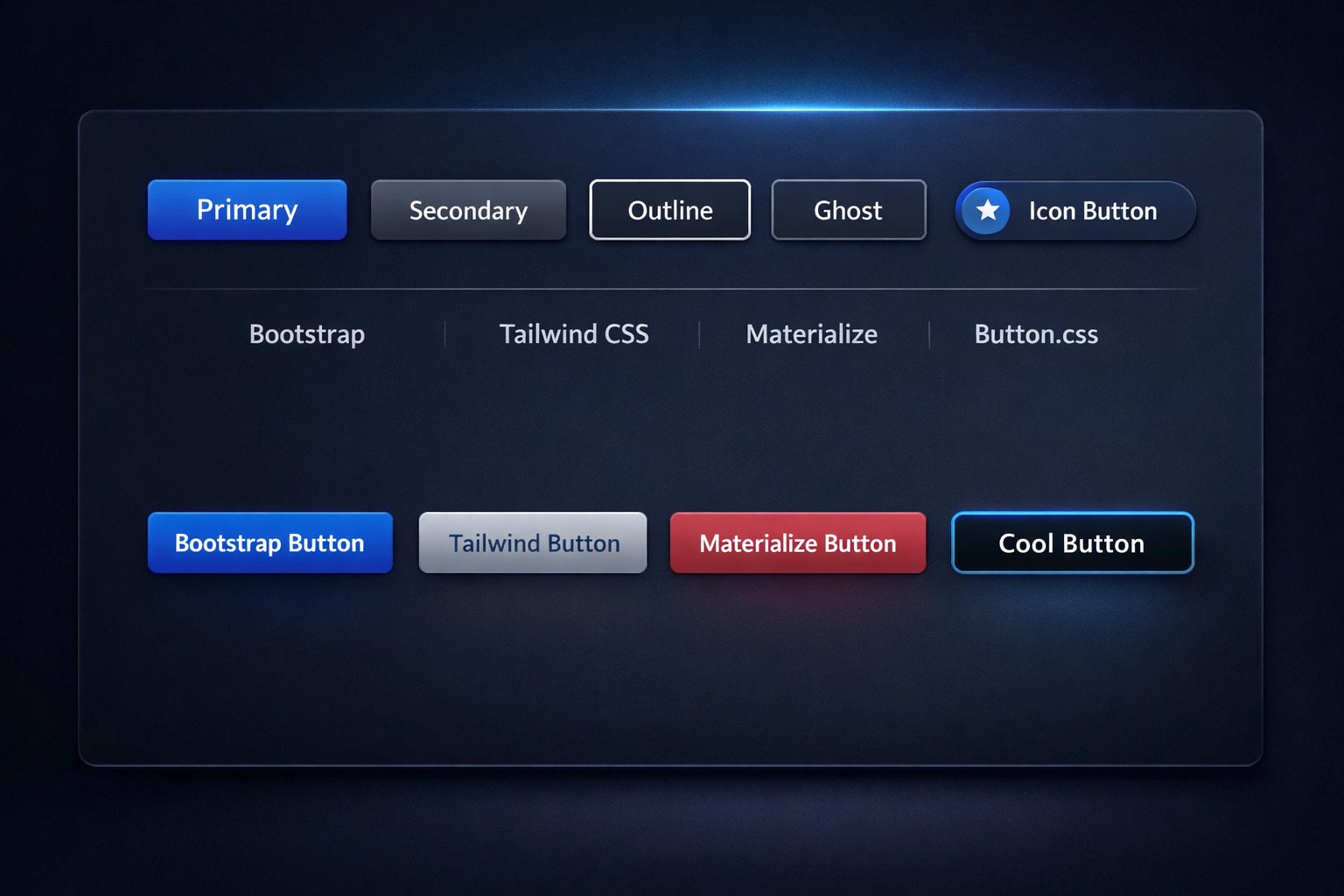 Modern CSS button styles from popular UI libraries