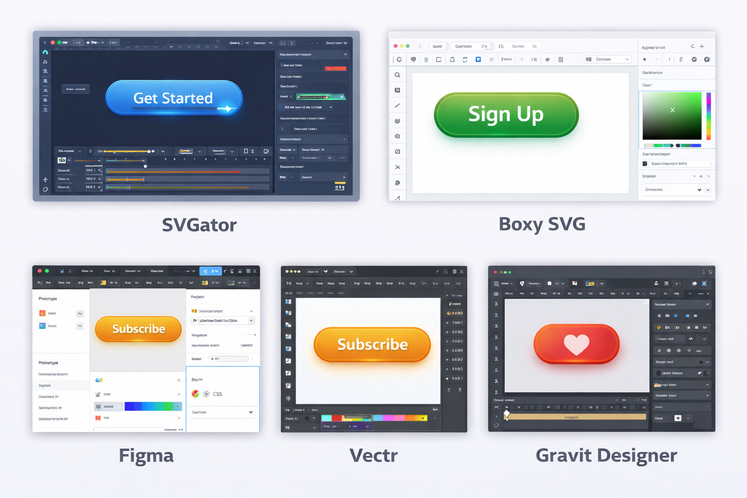 SVGator interface for creating animated SVG buttons